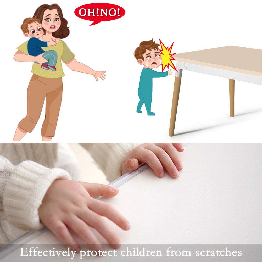 Edge Protector 100% Silicone, Baby Proofing Thin Corners Clear Guards, Pre-Tape Adhesive Soft for Kids Safety, Child Table Cabinets Furniture Bumper (2/5x2/5 in (Thin Width), 12 FT)