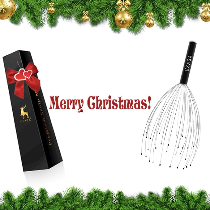 USAGA 36 Fingers Head Massager Scalp Massager Head Scratcher, Stocking Stuffers Gift for Scalp Body Relaxing (Black)