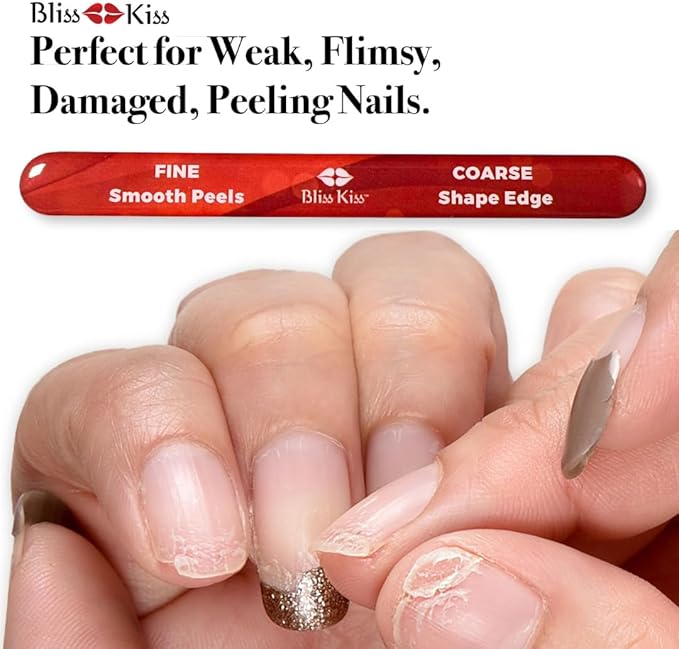 Bliss Kiss Nano Glass Nail File & Callus Buffer for Weak, Brittle, Peeling Nails for Women for Natural Nails with Case