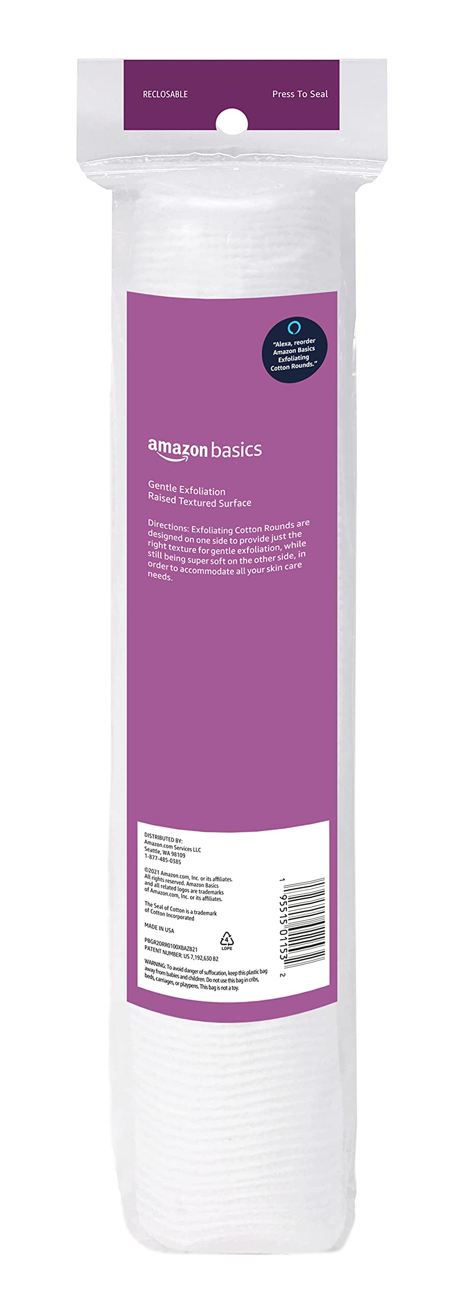 Amazon Basics Exfoliating Cotton Round,2400 Total Count (Previously Solimo),100 Count (Pack of 24)