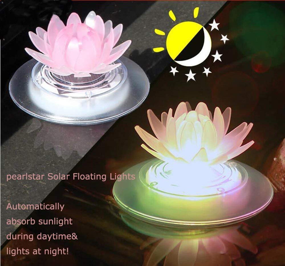 4 Pack Solar Lotus Pond Lights, Floating Color Changing Lotus Flower Pool Lights Led Waterproof Outdoor Swimming Pool Pond Submersible Lights