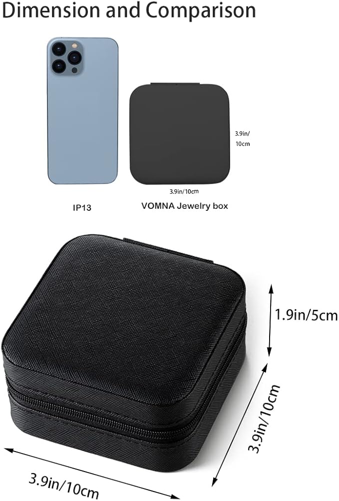 Mini Jewelry Travel Case,Small Jewelry Box,Traveling Jewelry Organizer,Portable Jewellery Storage Holder for Rings Earrings Necklace Bracelet Bangle Organizer,Boxes for Girls Women(PU-Black)