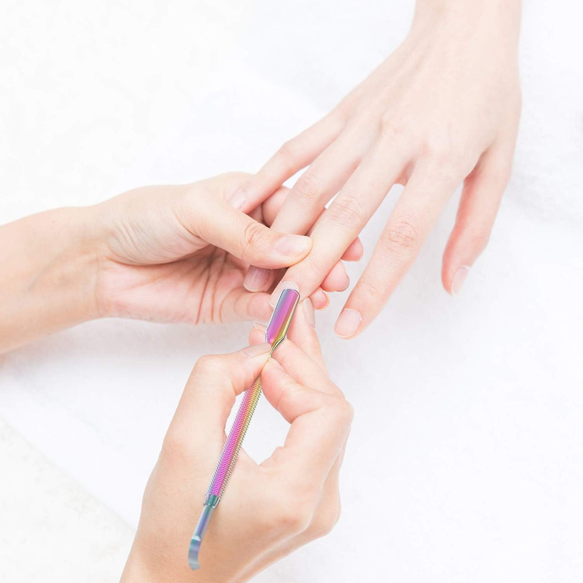 Cuticle Pusher Acetone/Gel/Nail Polish Remover Stainless Steel Professional 3pcs Set Cuticle Scraper Fingernails & Toenails Clean Manicure Tools Cuticle Care for Women&Girl,opove CP-3 (Rainbow Color)