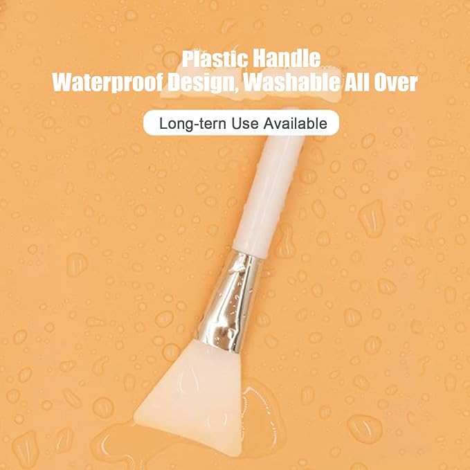 Facial Mask Application Brush, Soft Silicone Tongue Shape White Brush Head Cosmetic Tool for Body Lotion, Mud, Clay, Charcoal Mixed Mask