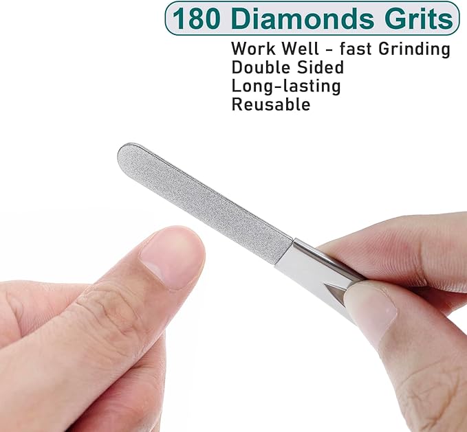 Toenail File for Thick Toenails, 3.6 Inch Stainless Steel Diamond Metal Finger Nail Files for Men and Women, Comes with Glass Polisher Set