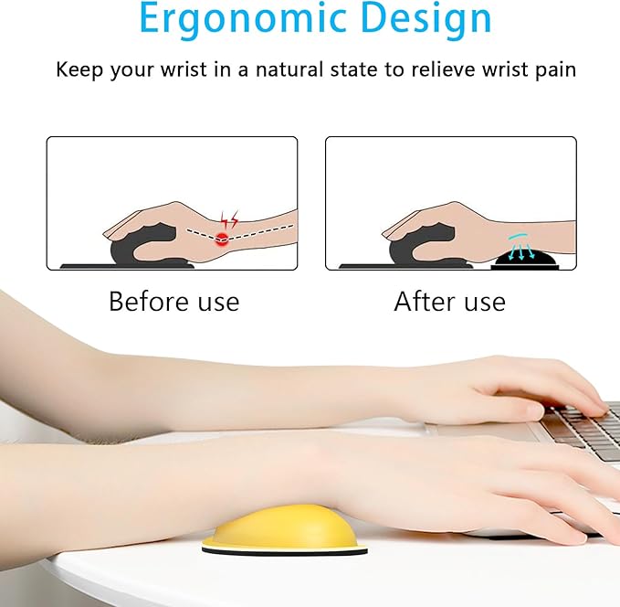 Dapesuom Mouse Wrist Rest, Ergonomic Memory Foam Mouse Wrist for Computer Desk Mats Support, PU Leather Hand Rest Pad Cushion for Gaming, Laptop, Men, Women, Pain Relief & Easy Typing, Apricot Yellow