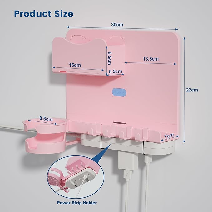 Floating Shelves for Bedside Shelf Accessories Organizer, Wall Mount Self Stick On, Cute Room Decor Aesthetic, Girls Room Decor, Cool Stuff for Bedroom Storage and Organization (Pink)