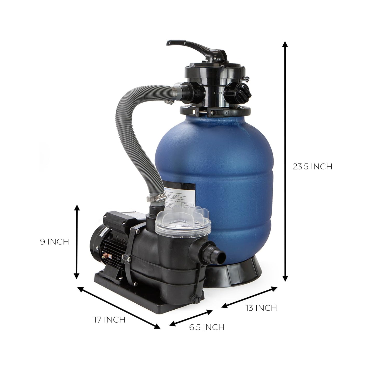 XtremepowerUS 13" Sand Filter 3/4HP Pool Pump 2,400GPH for Above Ground Swimming Pool Multi-Port Valve Up to 10,000 Gallons, 1-1/4"NPT Pool Sand Filter with Enhanced Circulation System