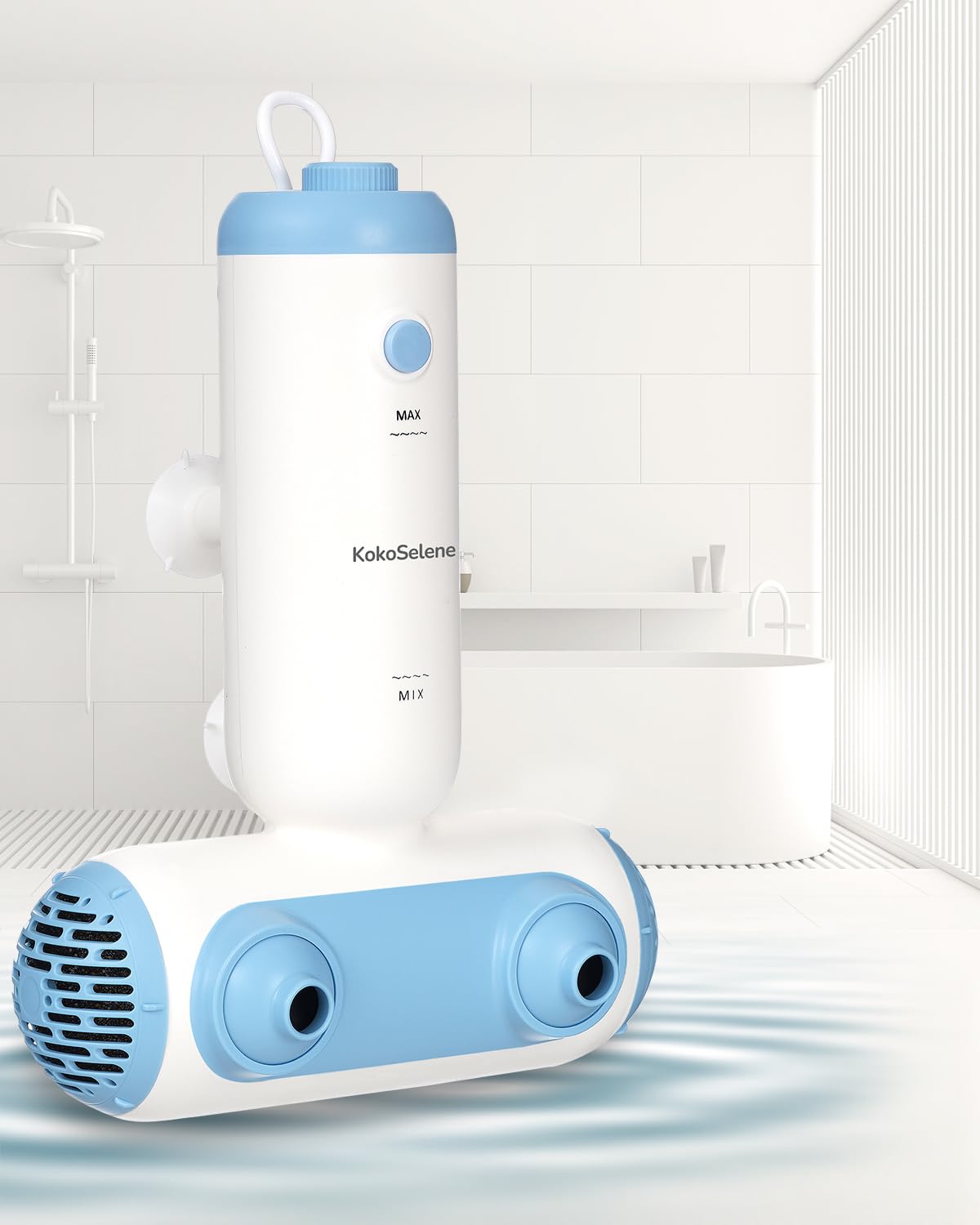 KokoSelene Bath Jets for Tub, Portable Bath Spa for Bathtub with Dual Hydro Jets, Bathtub Spa Machine Creates Soothing Bubbles for Daily Relax at Home Use (Blue)