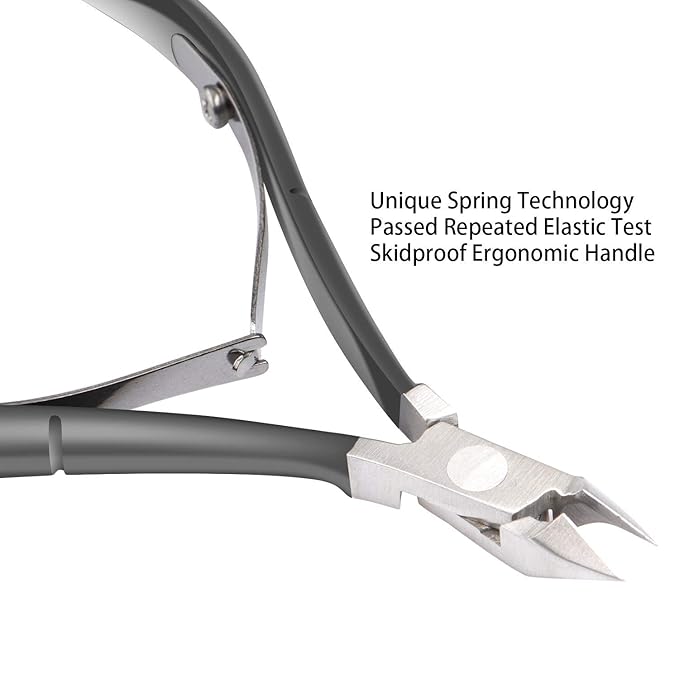 Ejiubas Cuticle Trimmer with Cuticle Pusher Cuticle Nipper Professional Grade Stainless Steel Cuticle Remover Cutter Clipper Durable Pedicure Manicure Tools (Grey)
