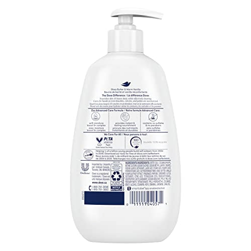 Dove Advanced Care Hand Wash Shea Butter & Warm Vanilla for Soft,Smooth Skin,More Moisturizers than the Leading Ordinary Hand Soap,12 oz,(Pack of 8)
