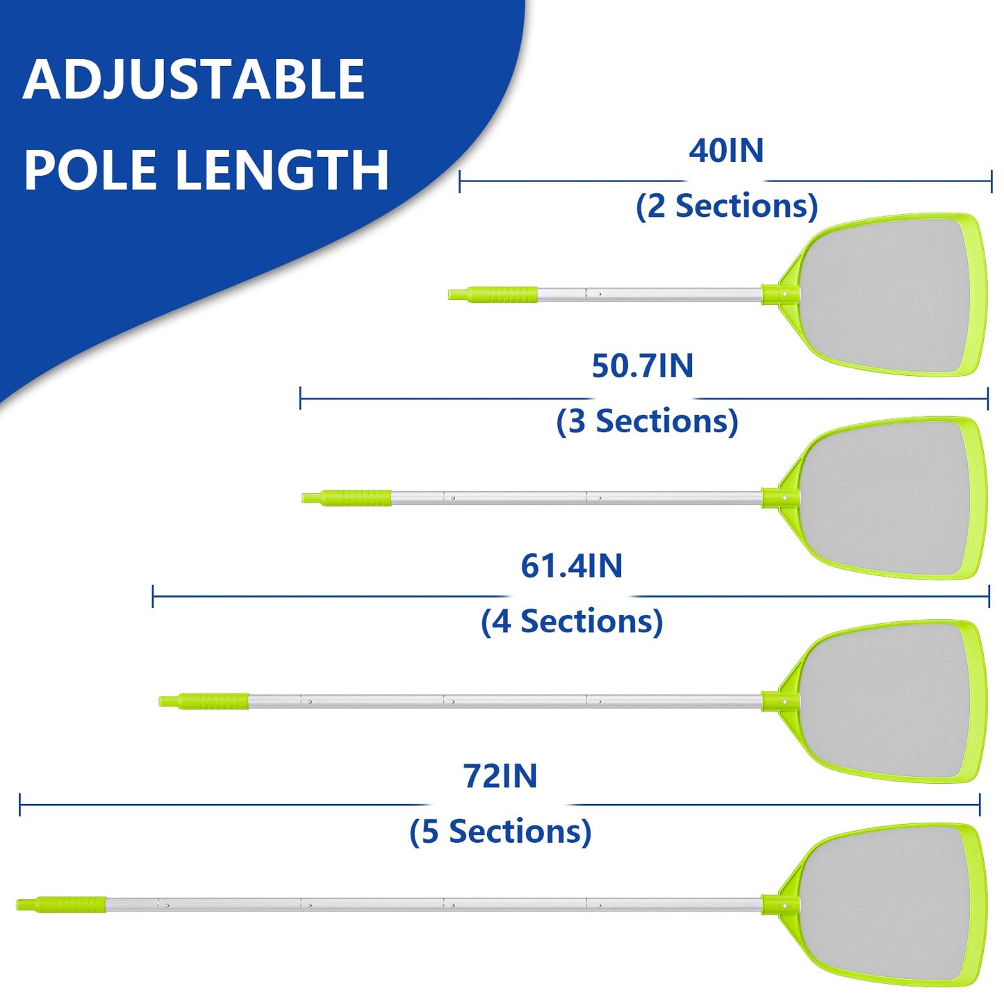Sepetrel Pool Skimmer Net- Total Length 72 inches Ultral Fine Mesh Rake with Pole,Accessories for Cleaning Inground/Above Ground Swimming Pool, Pond,Spa and Hot Tub Leaf Debris