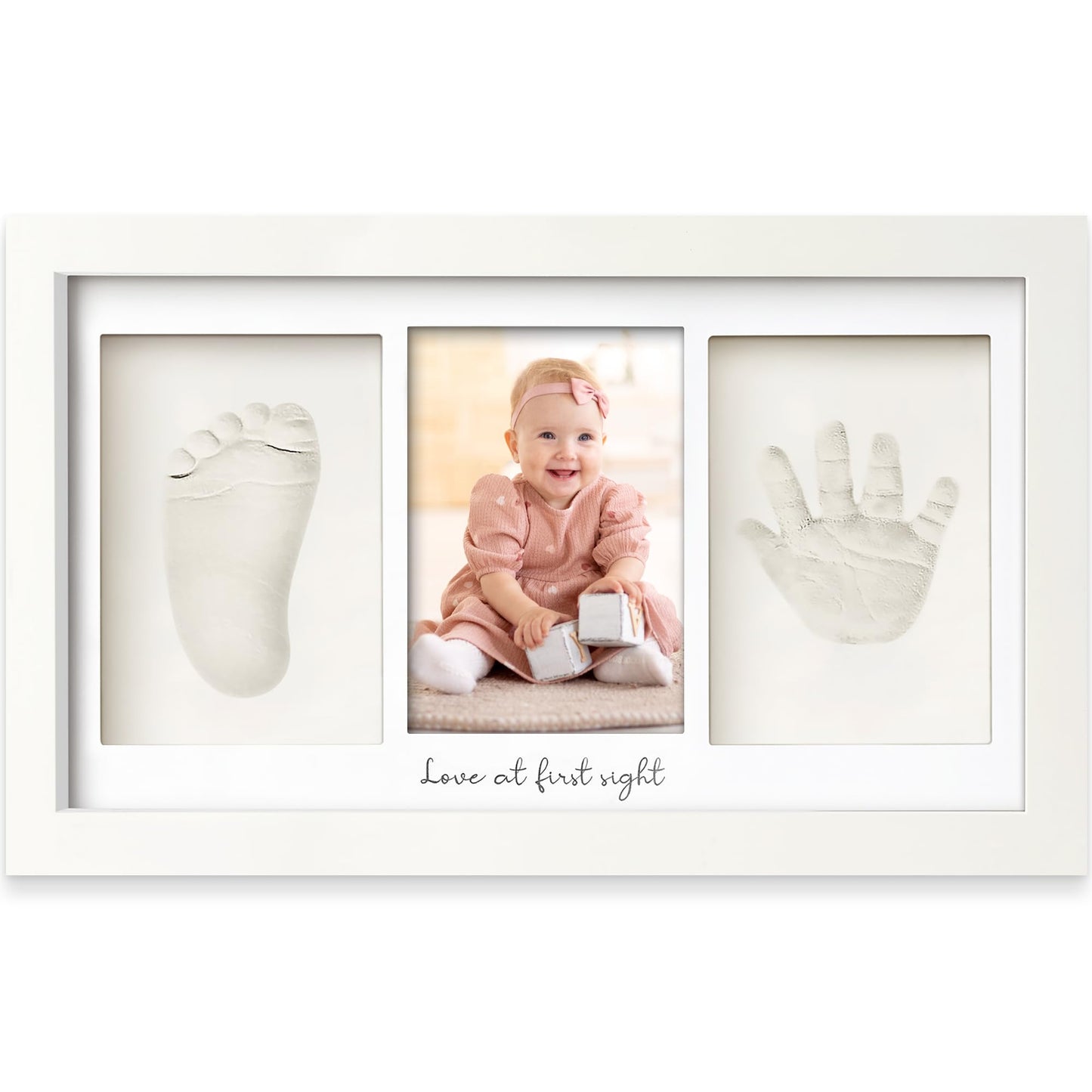 KeaBabies Baby Hand and Footprint Kit - Clay Handprint Keepsake Frame, Newborn Nursery Picture Frame, Personalized New Mom Gifts for Shower & Registry, First Mother's Day (Alpine White)