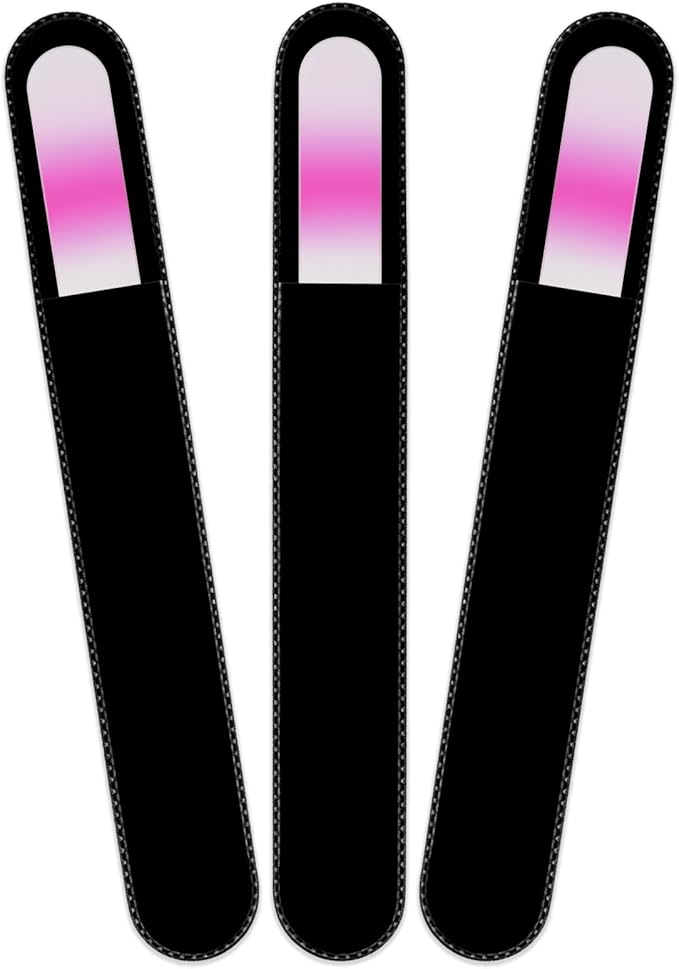 Mont Bleu Rainbow Crystal Nail File in Black Pouch - Large/Professional Size - Czech Tempered Glass - Handmade in Bohemia (Czech Republic)