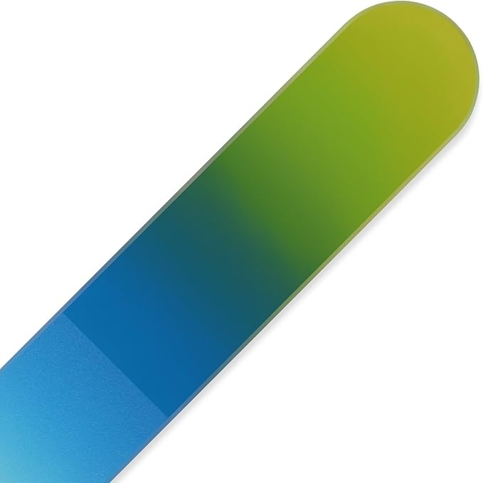 Mont Bleu Rainbow Crystal Nail File in Black Pouch - Large/Professional Size - Czech Tempered Glass - Handmade in Bohemia (Czech Republic)