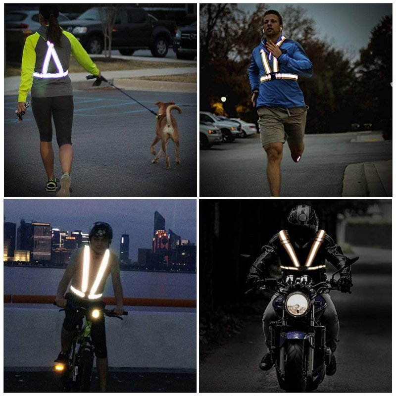 SAWNZC Reflective Vest Running Gear, 2Pack High Visible Safety VES for Cycling Jogging Running Walking, Adjustable for Men Women