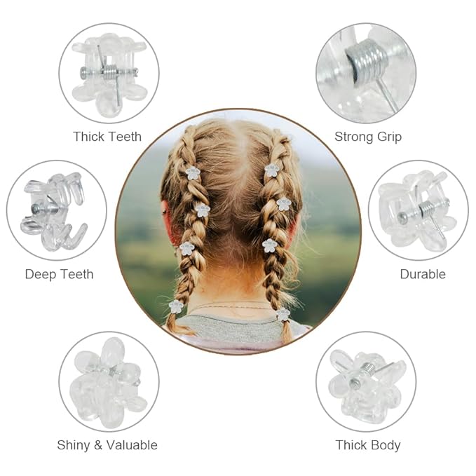 Mini Flower Hair Clip Flower Clips,Colorful Mini Hair Claw,for Women, Girls,Baby, Toddler Bangs Strong Grip Small Tiny Rainbow Hair Clips (100, white)