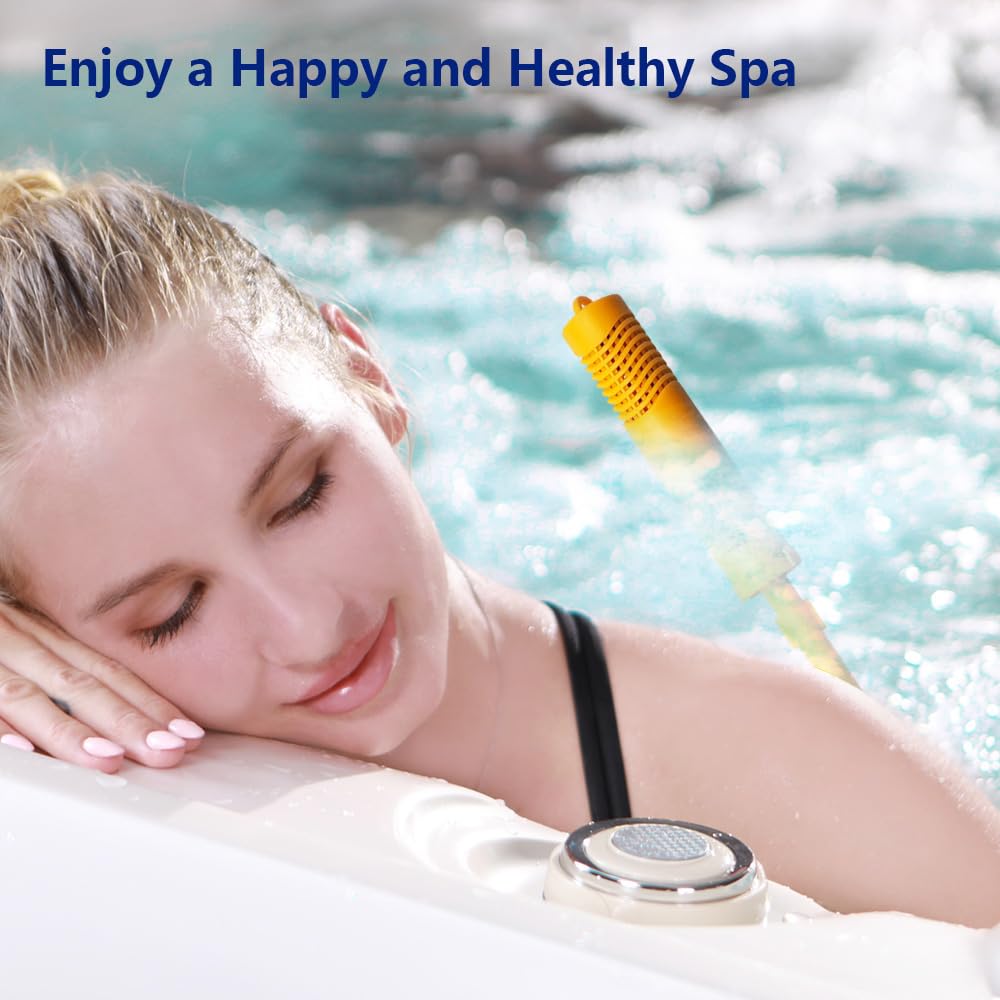 Joepoe SPA Mineral Stick, Hot Tub Stick with 4 Months Lifetime Universal for Hot Tub & Pool, Spa Mineral Cartridge Keeps Water Crystal Clear (Yellow,2-Pack)