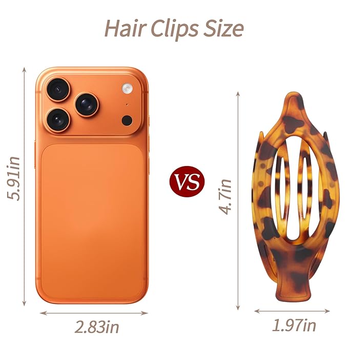 6 Packs Flat Claw Clips for Women, French Tortoise Shell Flat Hair Clip, Matte Hair Claws Clip for Thin Thick Hair, Lay Down Claws Clips, Durable Strong Hold Hair Clip, Valentine's Day Gifts