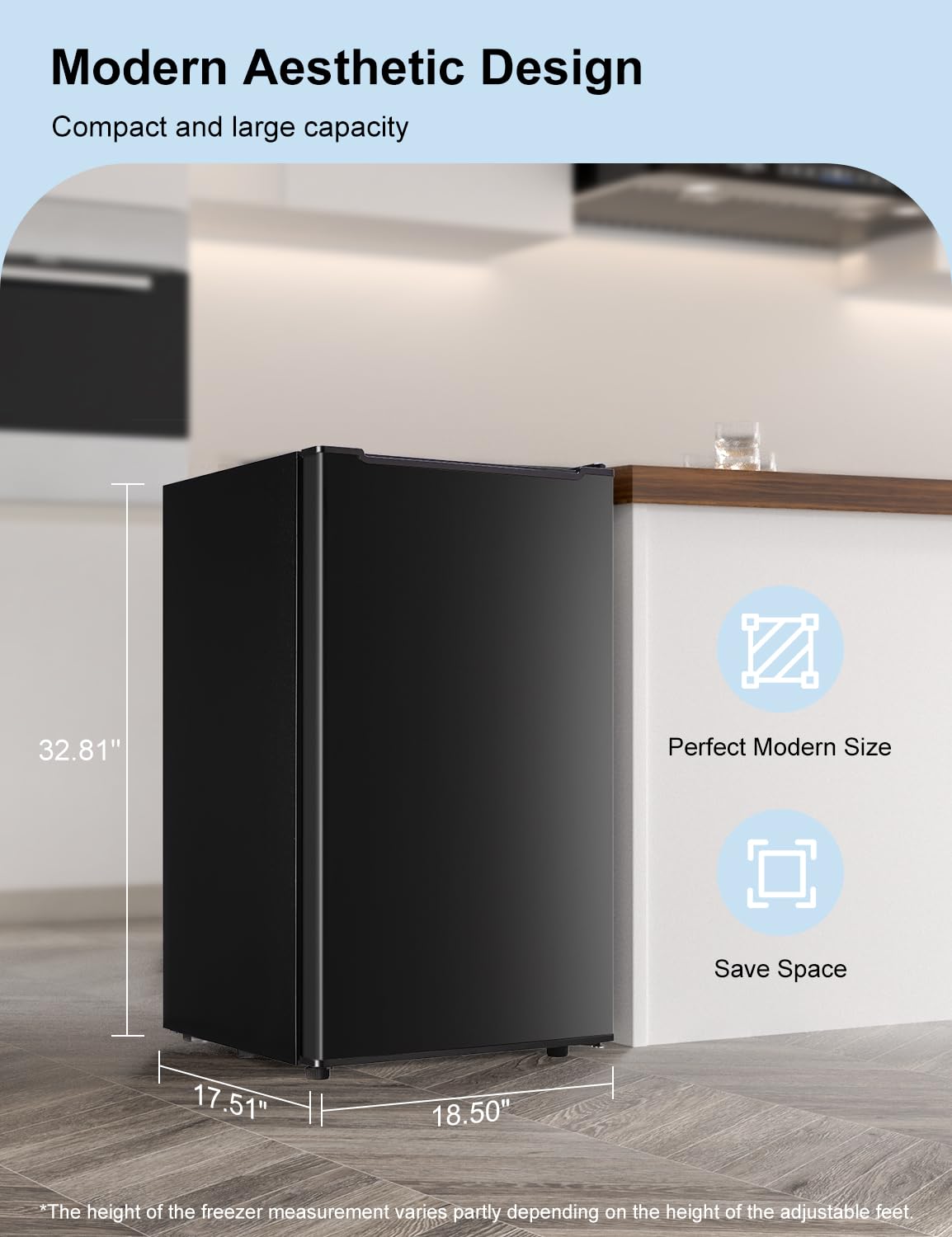 Upright freezer 3.2 Cu.Ft Mini Freezer with Reversible Door - Stand Up Freezer w/3 Adjustable Thermostat - Freestanding Compact freezer w/3 Plastic Baffles for Kitchen/RV/Dorm/Apartment,Ultra-Quiet