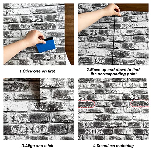 Faux Brick Wallpaper Peel and Stick Grey Brick Wallpaper 17.7inch x 393.7inch Grey Brick Contact Wallpaper Bathroom Peel and Stick Removable Wall Paper Brick Contact Paper Vinyl Wall Decor