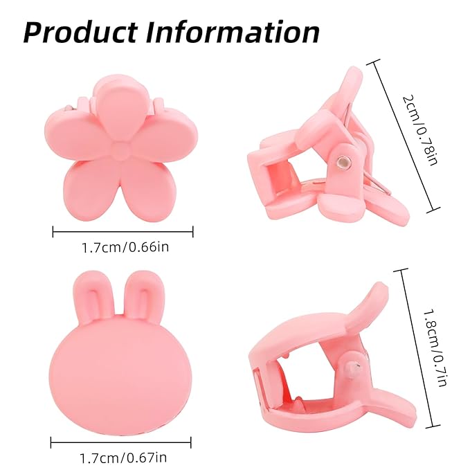 100Pcs Colorful Mini Flower Hair Clips Set, TEBIEKOY Small Hair Clips Mini Hair Claw Clip Bunny Ear Hair Clip Cute Jaw Clips Hair Pins Hair Barrettes Tiny Flower Hair Accessories for Women