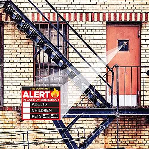 4 Pack - 3" Emergency Alert People and Pet Finder Sticker/Decal - Adults, Children and Pets - Fire Department and Rescue Safety Alert Decal for Window and Door Application