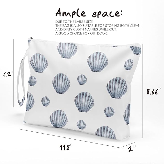 Fokongna Wet Dry Bag Toiletry Diaper Cosmetic Bag, Waterproof, Large Capacity, Zipper, Travel, Shell 01