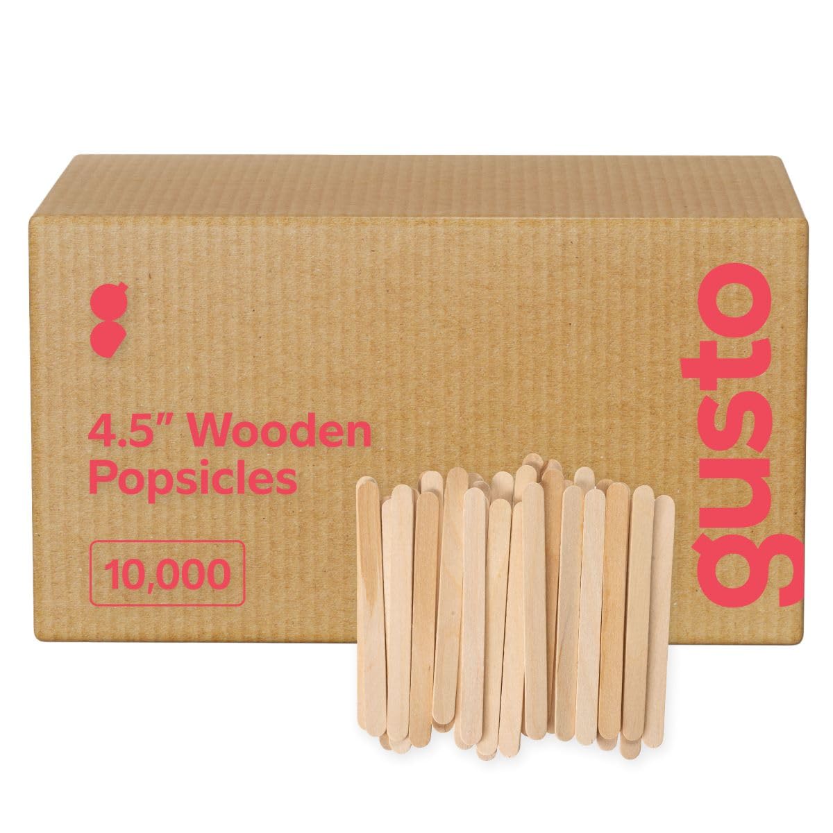 GUSTO [10,000 Count] 4.5 Inch Wooden Multi-Purpose Popsicle Sticks for Crafts, Ice, Ice Cream, Waxing, and Tongue Depressor Wood Sticks (Formerly Comfy Package)