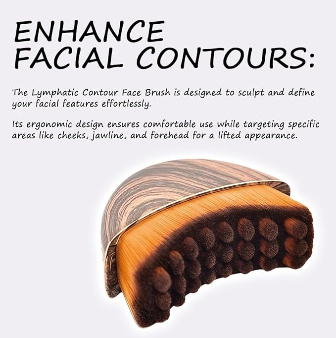 Lymphatic Contour Face Brush, Facial Massage Brush for Sculpting - Anti-Puffiness, Detox & Lift, Dry Brushing Face, Ergonomically Designed to Fit The Skin Precisely and Relieve Fatigue