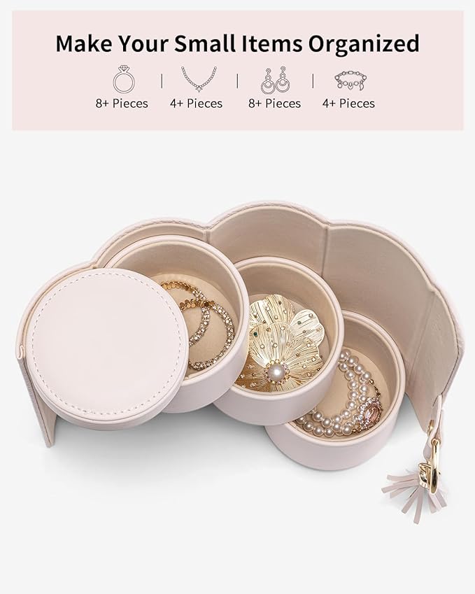 VLANDO Jewelry Box for Mothers Day Gifts, Travle Jewelry Organizer, Bridal Shower, Bridesmaid Gifts for Wedding Day, Bridesmaid Proposal Gifts, Travel Jewelry Case - Light Pink