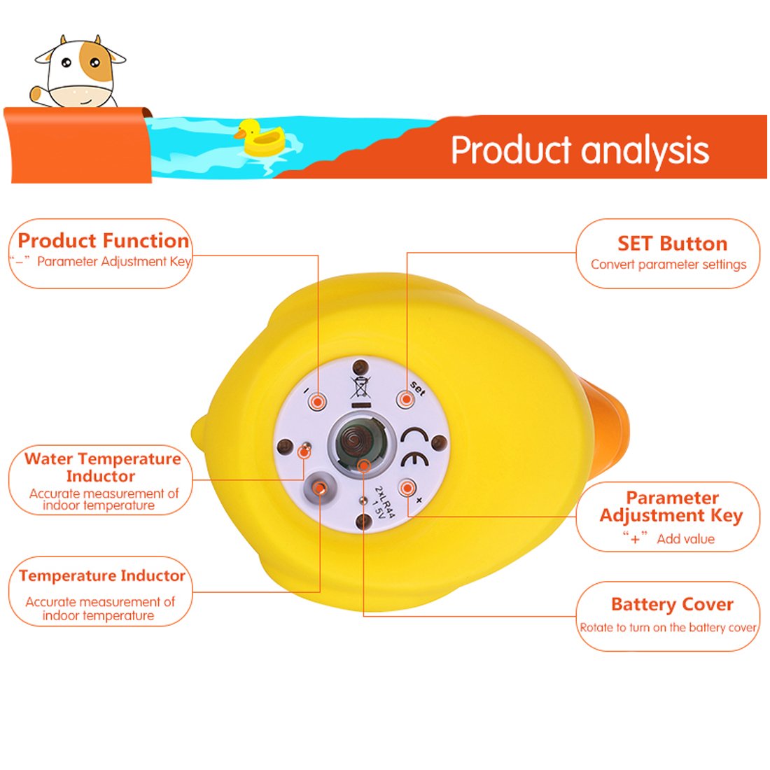 b&h Baby Bath Thermometer, The Infant Bath Floating Toy Safety Temperature Water Thermometer, Baby Bath Essentials (Lady Duck)