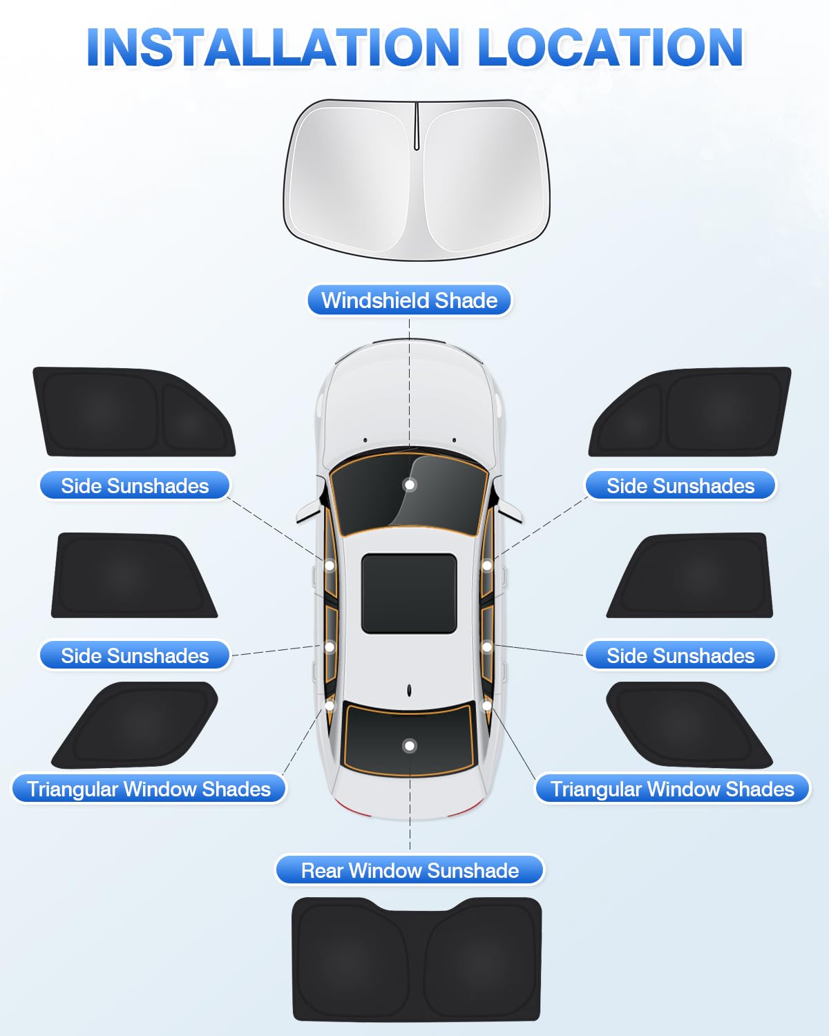 Canvcle Window Shades for 5th Gen Toyota 4Runner 2010-2024 Accessories Windshield Sun Shade Side Rear Window Covers Sunshade Full Set Sun Visor Privacy Protection Camping Keep Vehicle Cool Black 8PCS