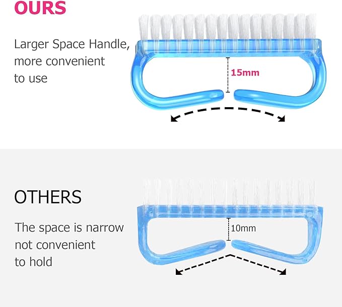 Handle Grip Nail Brush, Hand Fingernail Brush Cleaner Scrubbing Kit Pedicure for Toes and Nails Men Women (4 Pack) (Color-7)