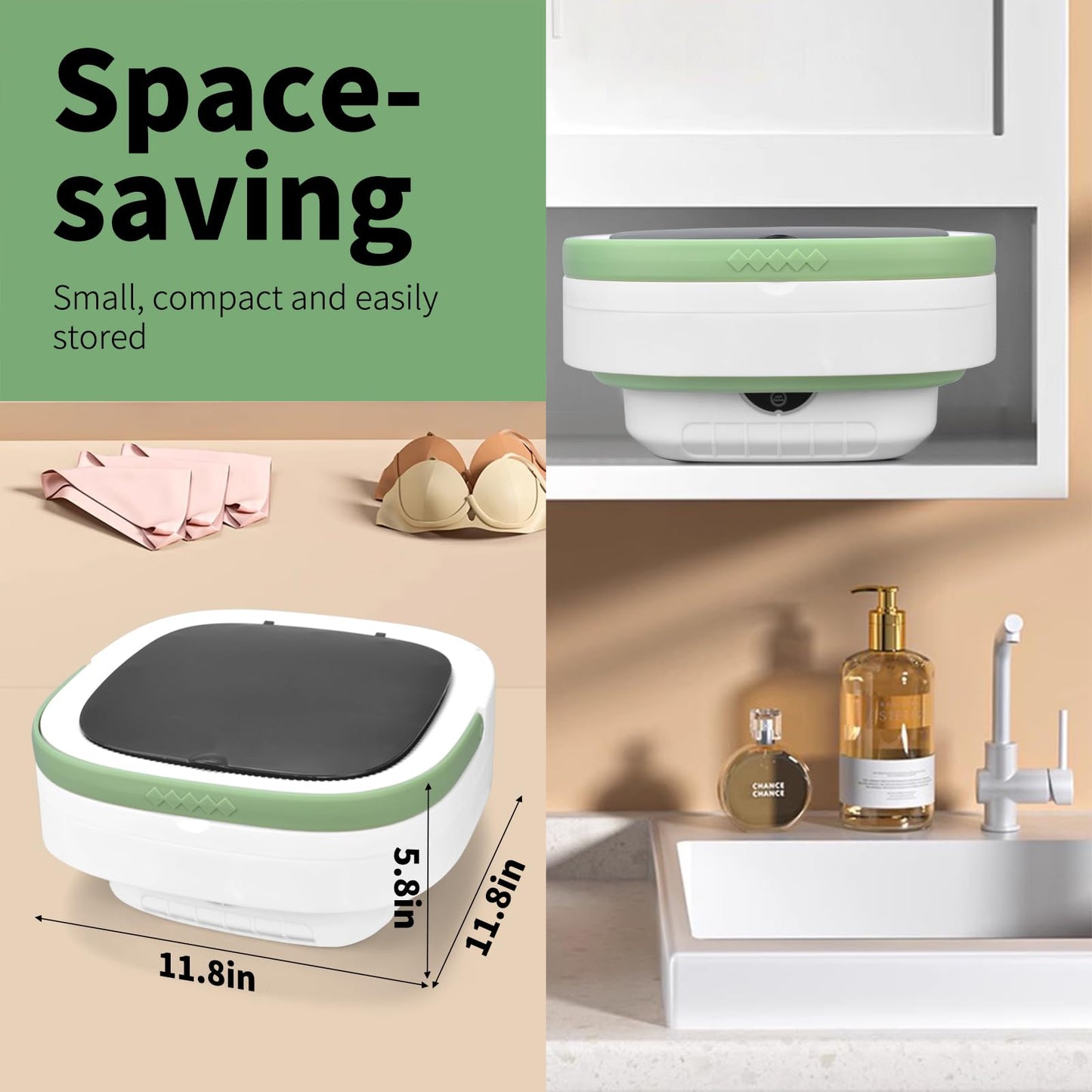 Portable Washing Machine, 20L Foldable Mini Washer and Dryer with 3 Modes Deep Cleaning, Upgraded Small Collapsible Laundry for Hotel, Apartment, Home and Travel