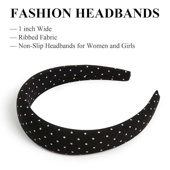 Huachi Polka Dot Headbands for Women Non Slip Trendy Headbands for Women’s Hair Cute Headband for Girls, Elastic Hair Bands for Womens Fashion Accessories for Women 4PCS
