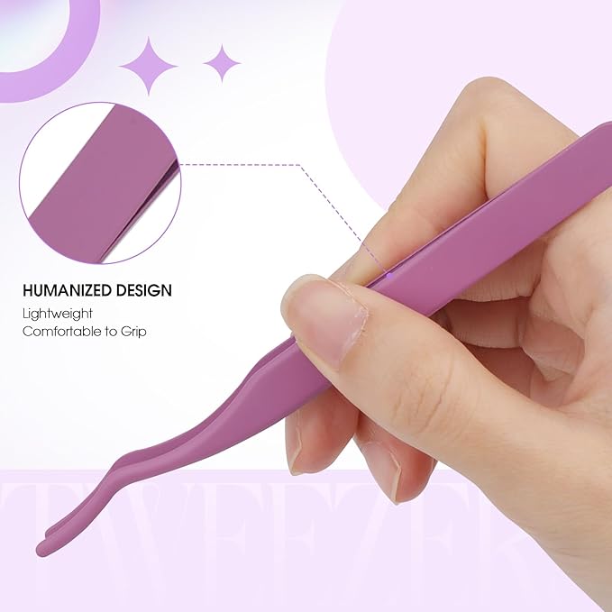 WENDY Eyelash Extensions Lash Tweezers Precision Fiber Stainless Steel Lash Applicator Tool Precision Fiber Mega Lash Tweezers Eyelid Tape & Extensions Use at HomeÃ¯Â¼ÂPurple-1Ã¯Â¼Â
