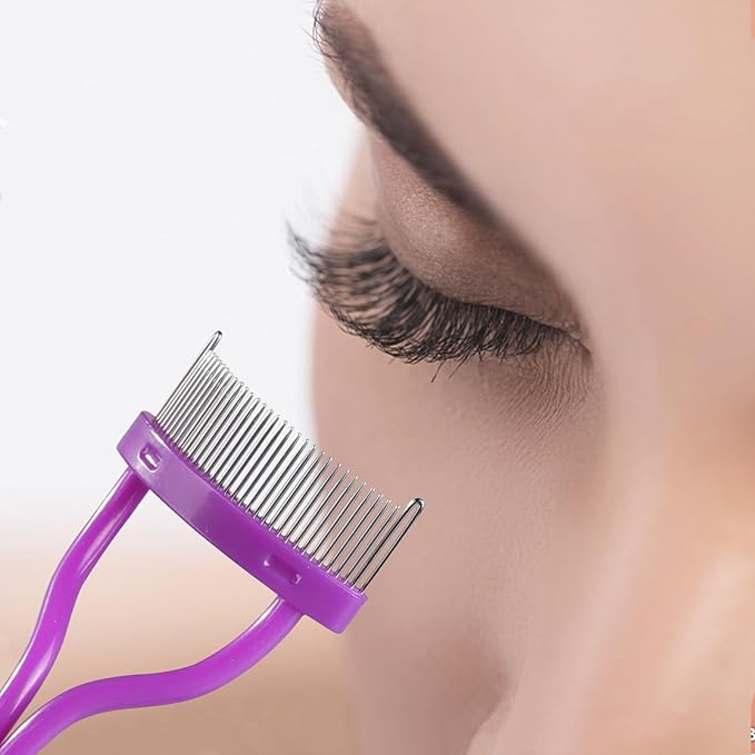 Eyelash Comb Eyebrow Brush MSQ Eyelash Separator Mascara Applicator Eyelash Definer With Comb Cover Arc Designed Cosmetic Brushes Tool (Purple)