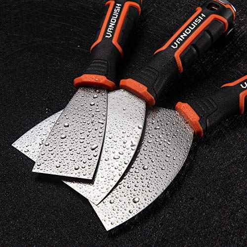 VANQUISH Stainless Steel Putty Knife 1 Inch Scraper with Soft Grip Handle and Metal Hammer End (3560)