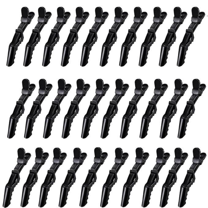 30 Pcs Alligator Hair Clip for Styling Sectioning - Salon Hair Clip for Thick Hair, Plastic Hair Styling Clip with Wide Teeth & Double-Hinged Design (Black)