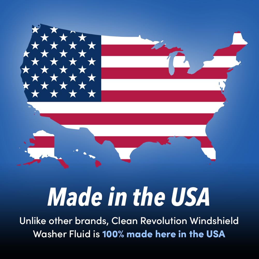 Clean Revolution Advanced All Season Windshield Washer Fluid Ultra Low VOC Formula - Extreme -27°F Winter Protection - Made in USA