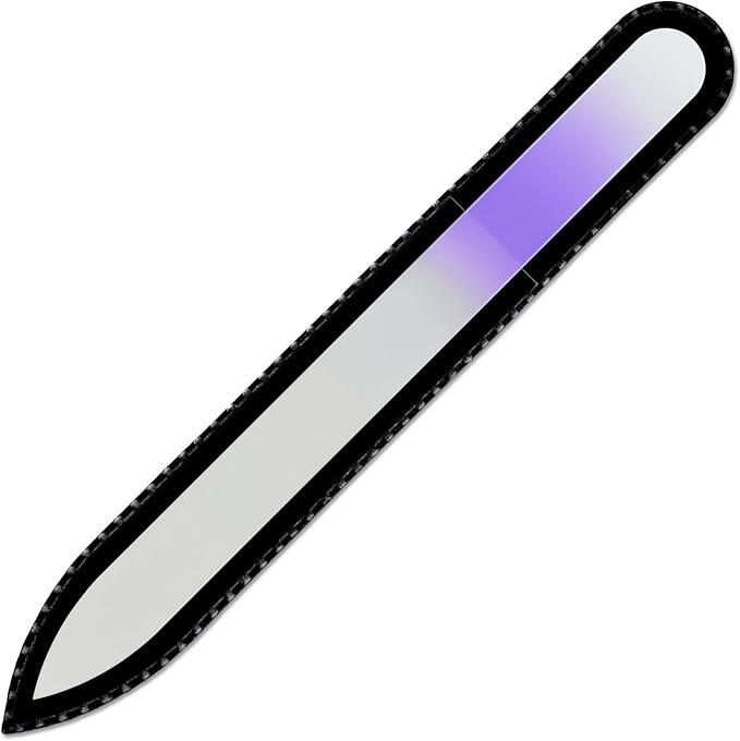 Mont Bleu Rainbow Crystal Nail File in Black Pouch - Czech Tempered Glass - Handmade in Bohemia (Czech Republic)