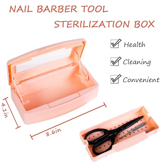Gusnilo Sterilizer Box Nail Tool Disinfectant Jar Plastic Disinfectant Container Suitable for Nail Tools Hair Salons Beauty Centers and Manicure and Nail Equipment(Orange)