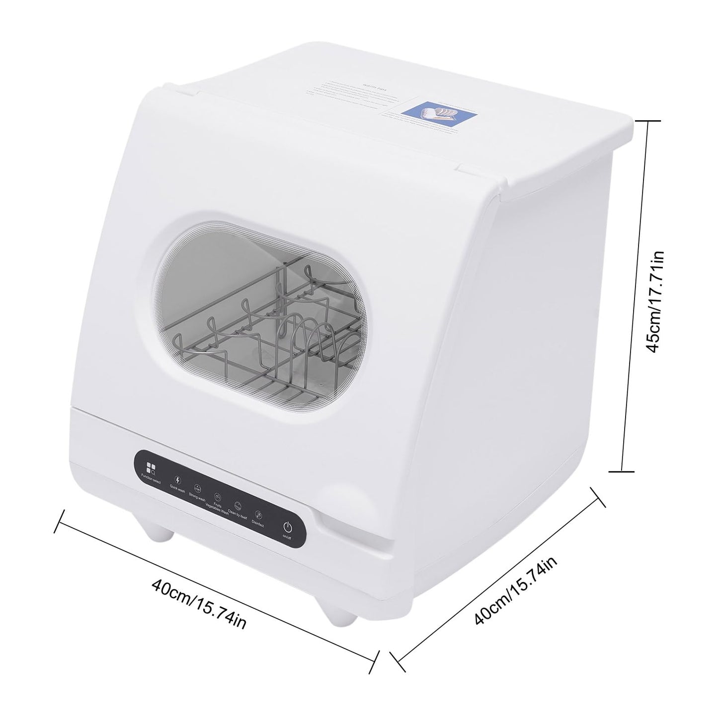 Countertop Dishwasher 1200W Portable Dishwashers 5 Washing Programs Mini Dishwasher for Small Apartments, White