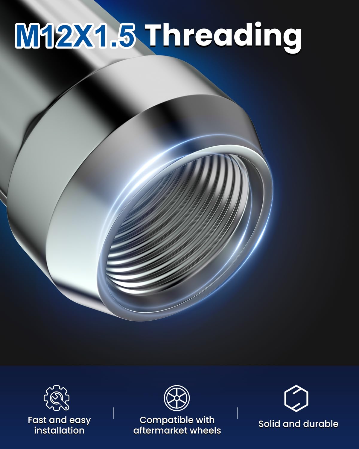 GAsupply 12x1.5 Lug Nuts Spline, Closed End Chrome Acorn Tuner Lug Nuts 1.38" 35mm Tall Conical Seat 60 Degree for Aftermarket Wheels, Pack of 20+1 Spline Tuner Socket Key