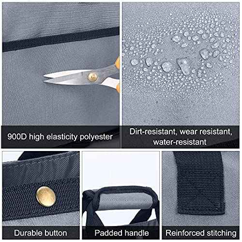 Housolution Garden Tote Bag, 900D Gardening Tool Bag, Garden Tote Storage Bag with Pockets & Long Adjustable Shoulder Strap, Home Tools Organizer Garden Tool Kit Holder, Standable, 14 Inch, Gray