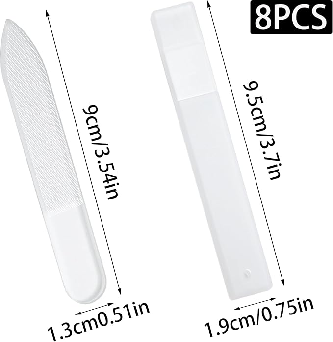 Pine & Linen 8 Pcs Nano Nail File, Glass Fingernail Polisher Shiner Glass Nails Buffers, Crystal Nail Files for Nails/Women（Style-3）