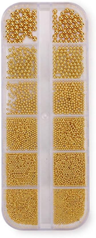 0.8mm Mini Small Nail Beads Stainless Steel Beads Nail Chain Charms Nails Art Decorations Gun Grey Nail Studs Gold Caviar Nail Charms DIY Tool Nail Studs Accessories Cold Nail Gems (Gold)