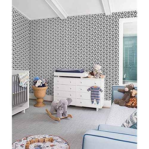Timeet Black White Wallpaper - Peel & Stick 17.7"x118" Modern Wall Decoration
