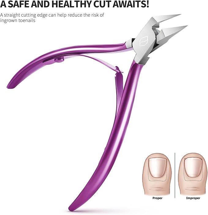 FERYES Toenail Clipper Straight Blade for Ingrown and Thick Nails - Stainless Steel and Sharp Pointed Tip Ingrown Nail Clipper – Wide Jaw Toe Nail Cutter Ingrown Tool
